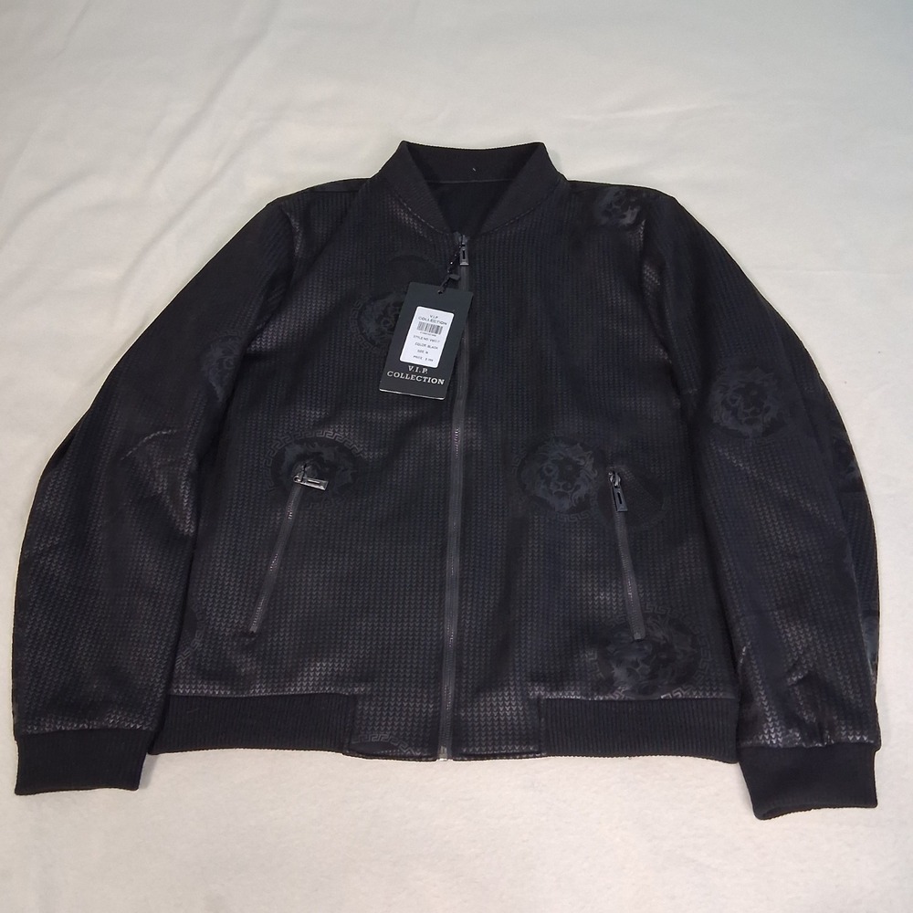 Mens VIP Collection Soft Monochrome Lion Print Bomber Jacket ‎ Medium Streetwear